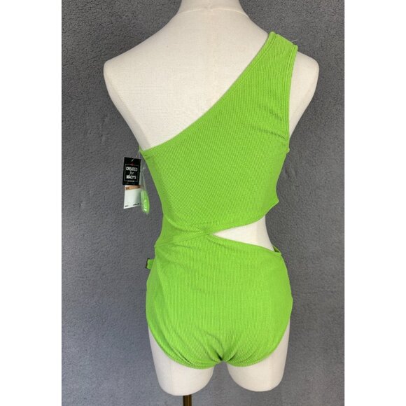 Michael Kors Women's Green Apple One-Shoulder Ribbed Swimsuit Lined 12 NWT's. - Picture 5 of 8